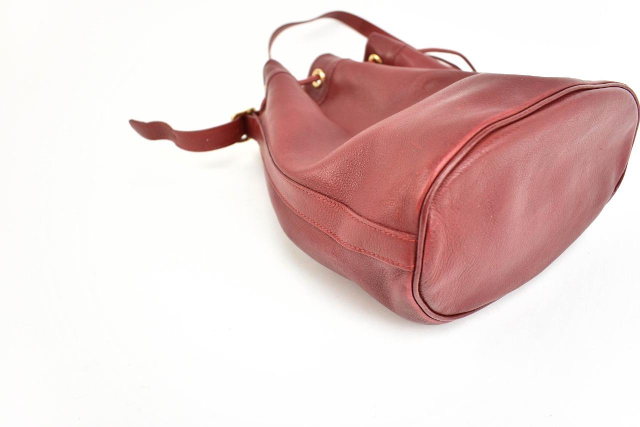 LONGCHAMP Red Leather & Logo Drawstring Shoulder/Bucket Bag (mp) eBay