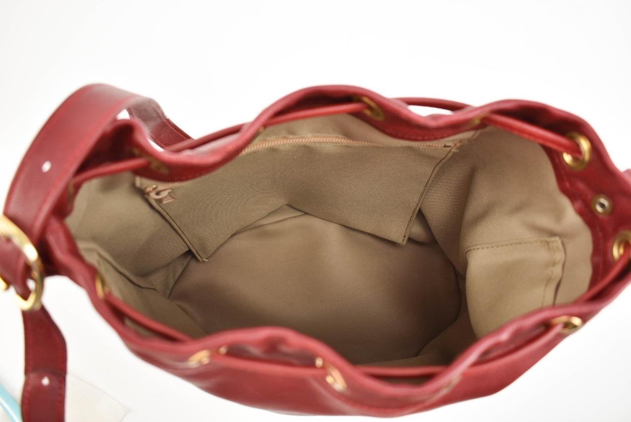 LONGCHAMP Red Leather & Logo Drawstring Shoulder/Bucket Bag (mp) eBay