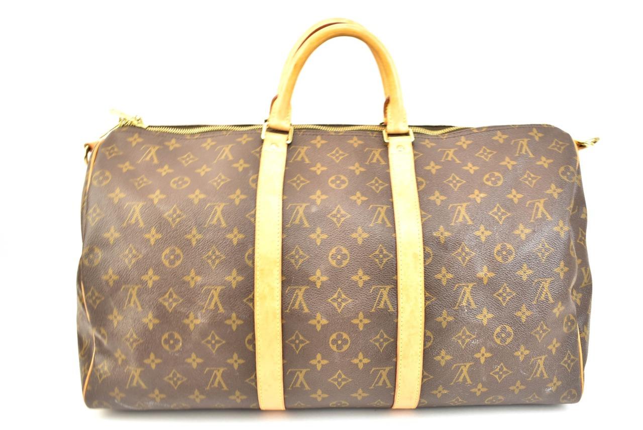 LOUIS VUITTON &quot;Keepall Bandouliere 50&quot;: Brown &quot;LV&quot; Logo, Travel Bag (mo) | eBay