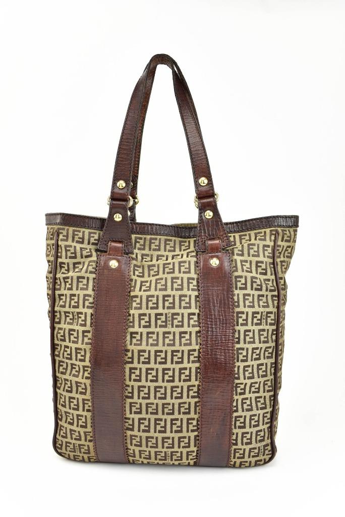 FENDI &quot;Zucchino&quot;: Brown, Leather & &quot;FF&quot; Logo, Medium Shoulder/Tote Bag (su) | eBay
