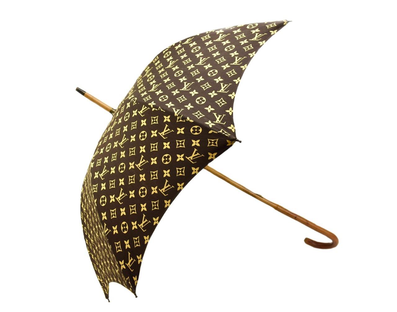 LOUIS VUITTON: Brown &quot;LV&quot; Logo, Parsol/Sunshade/Classic Umbrella (mv) | eBay