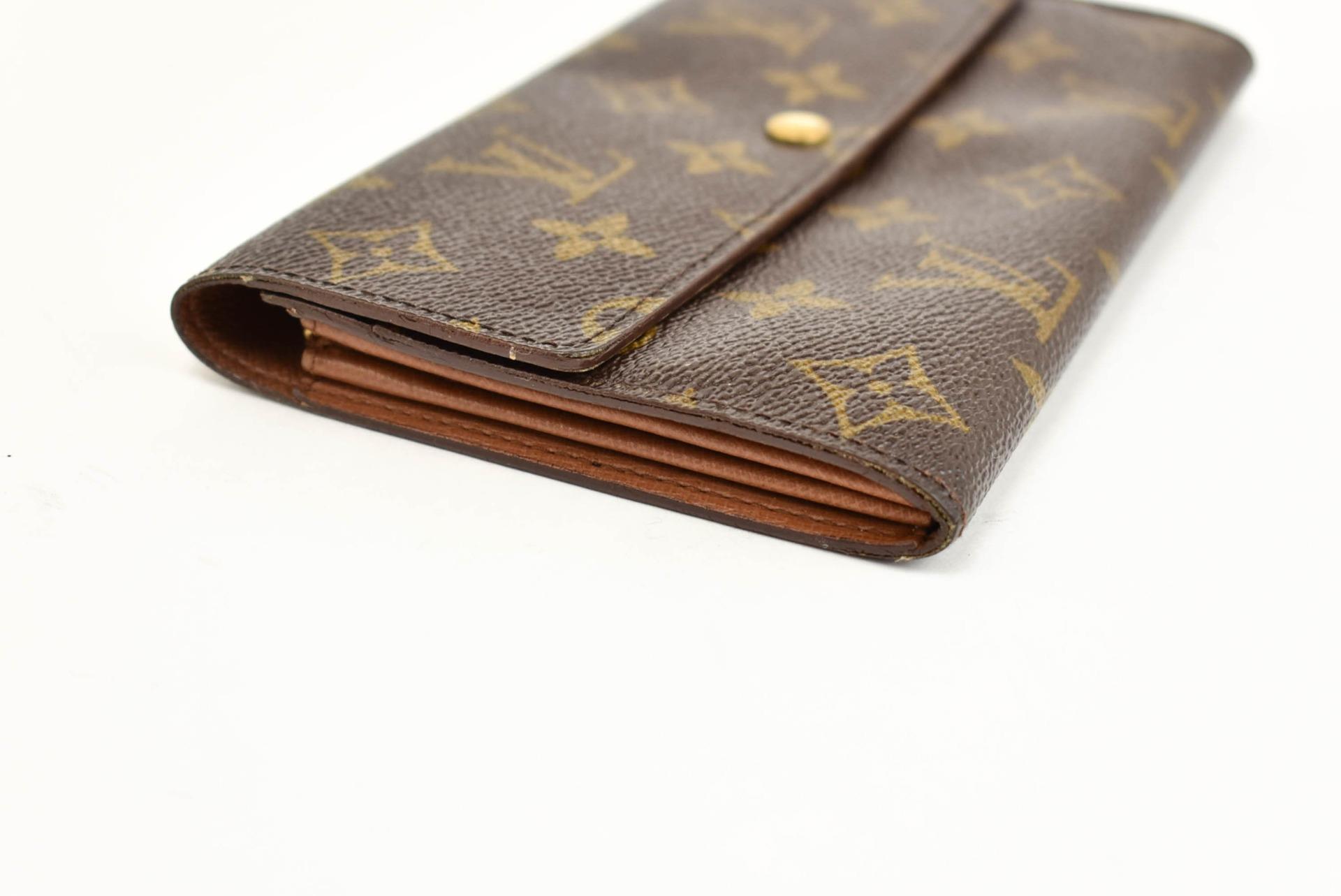 LOUIS VUITTON &quot;Sarah&quot;: Brown &quot;LV&quot; Logo & Leather Long Folding Wallet (ru) | eBay