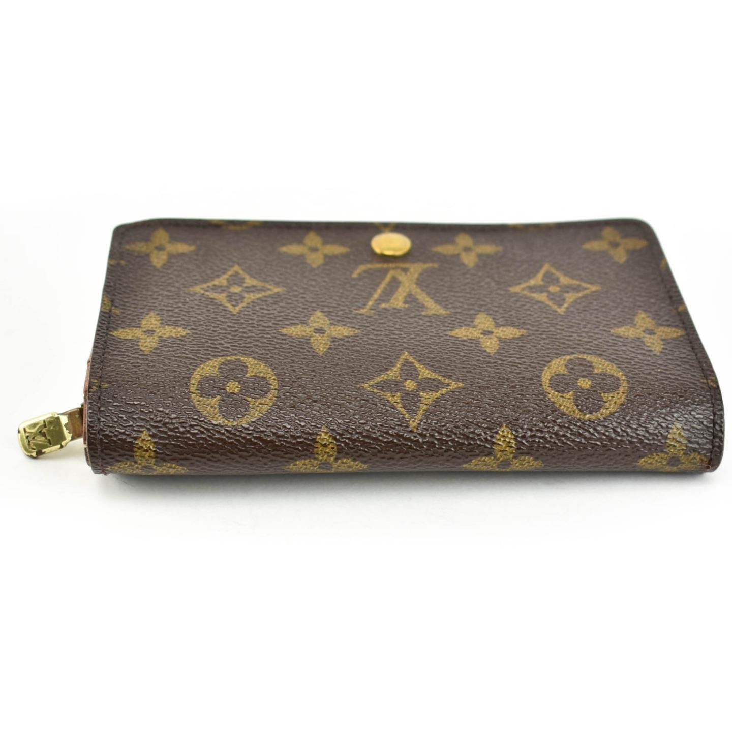 LOUIS VUITTON &quot;Porte Monnaie&quot;: Brown, &quot;LV&quot; Logo & Leather Folding Wallet (sm) | eBay