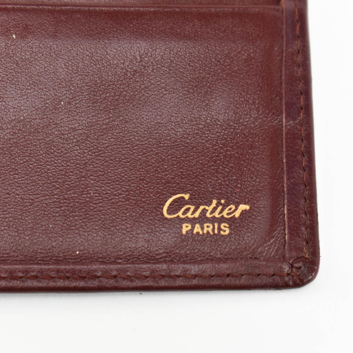CARTIER: Burgundy, Leather & "Double C" Logo, Long Folding Wallet