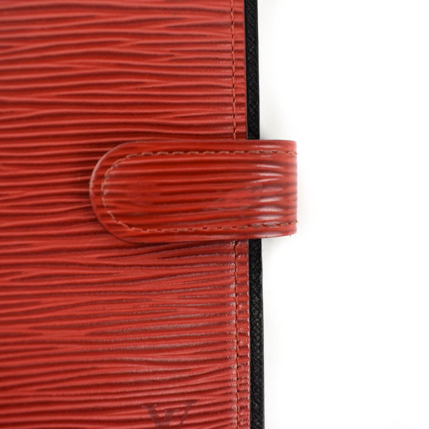 LOUIS VUITTON &quot;Epi&quot;: Red, Leather & &quot;LV&quot; Logo Folding Wallet/Agenda (tn) | eBay