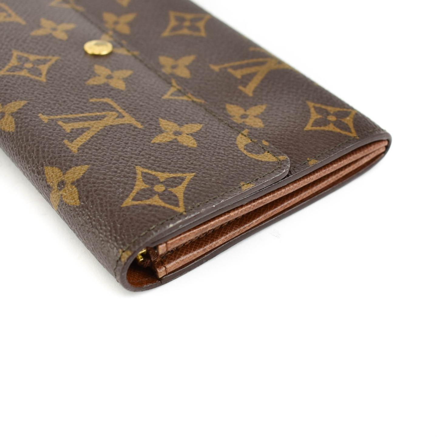LOUIS VUITTON: Brown &quot;LV&quot; Logo & Leather Long Folding Wallet (tq) | eBay