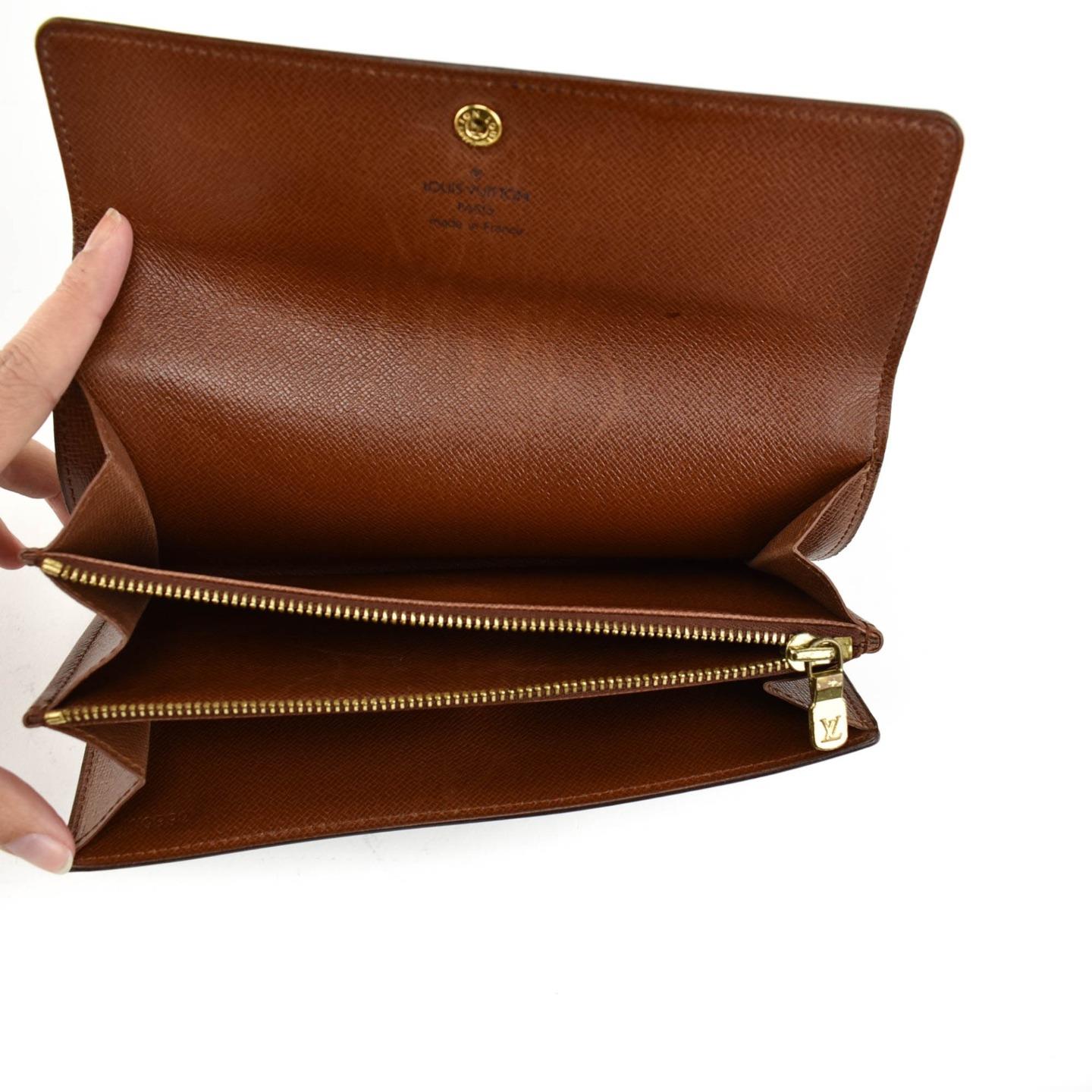 LOUIS VUITTON: Brown &quot;LV&quot; Logo & Leather Long Folding Wallet (tq) | eBay