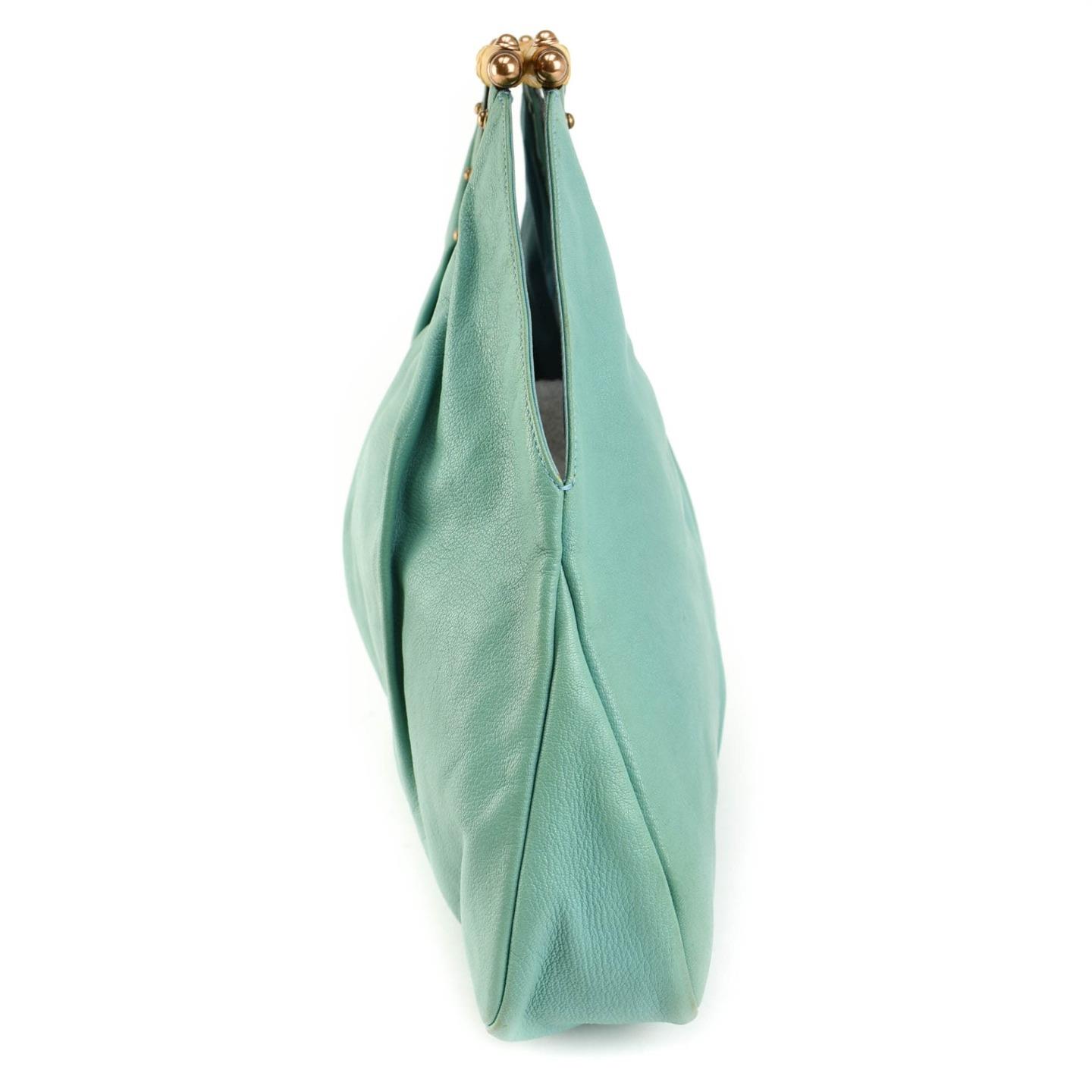 GUCCI: Teal Blue, Leather & Signature Bamboo Large Hobo Bag (sw) | eBay