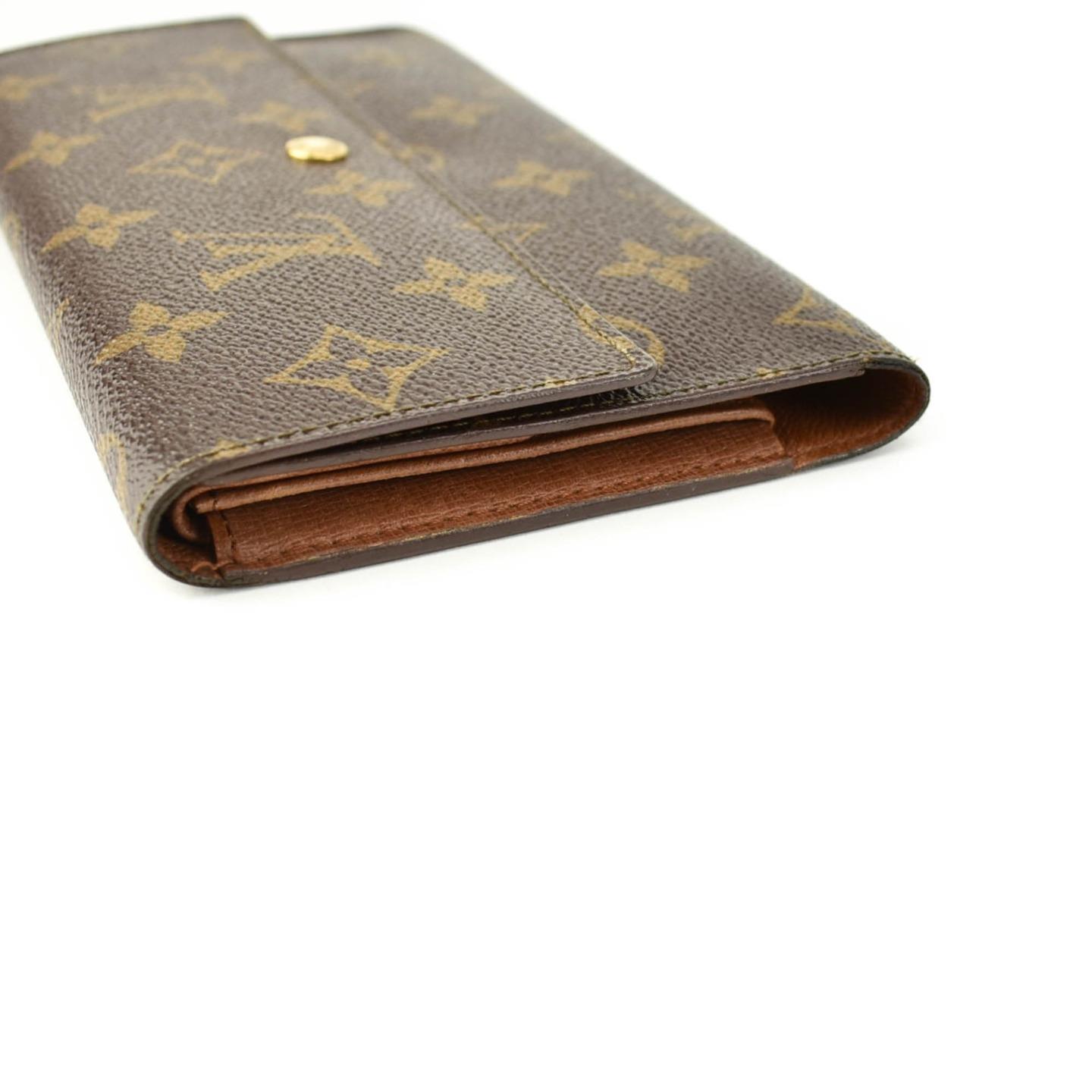 LOUIS VUITTON: Brown, &quot;LV&quot; Logo & Leather Long Folding Wallet (vv) | eBay