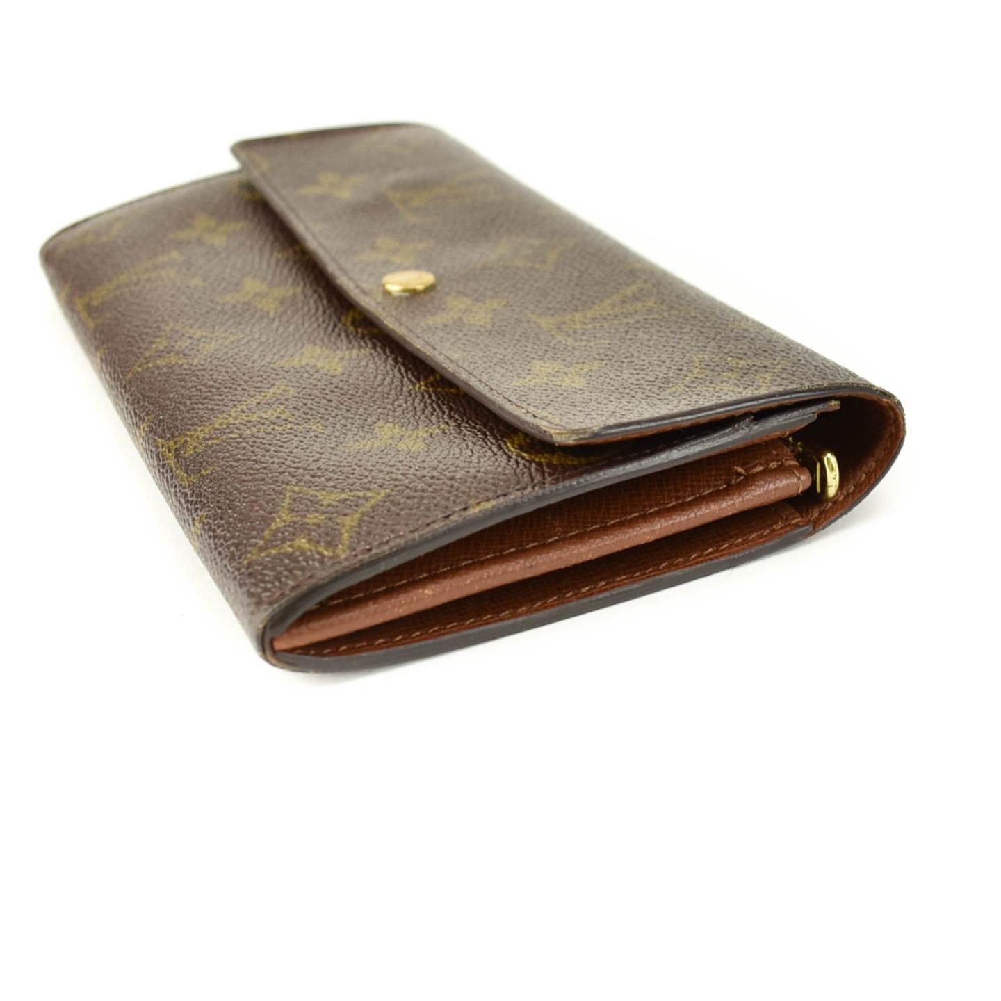 LOUIS VUITTON: Brown, &quot;LV&quot; Logo & Leather Long Folding Wallet (uz) | eBay