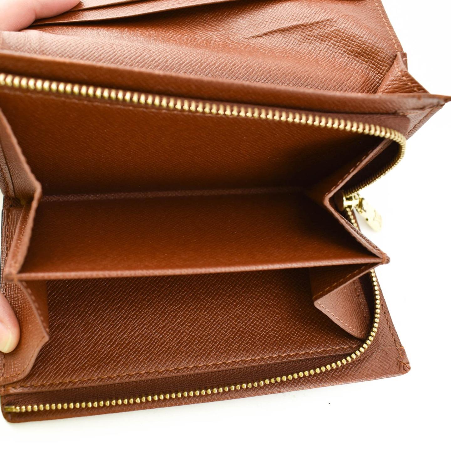 LOUIS VUITTON &quot;Porte Monnaie&quot;: Brown, &quot;LV&quot; Logo &amp; Leather Folding