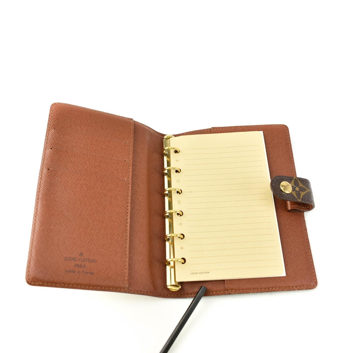 LOUIS VUITTON: Brown &quot;LV&quot; Logo & Leather Folding Wallet/Agenda (vo) | eBay