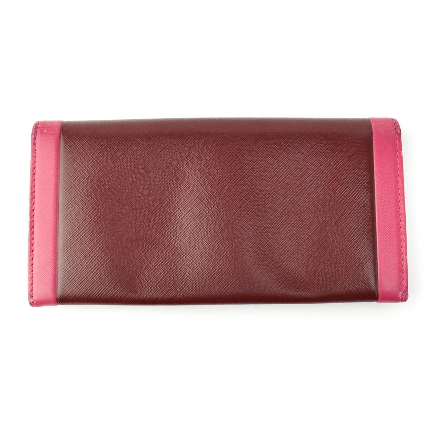 SALVATORE FERRAGAMO: Burgundy/Pink, Leather & Logo Long Wallet (mv) | eBay