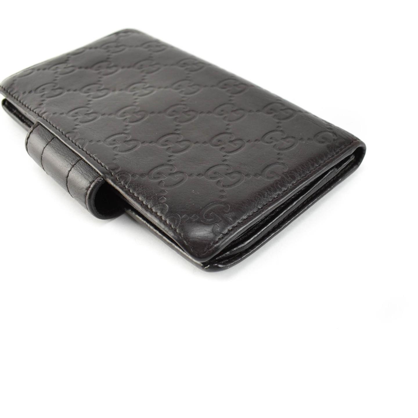 GUCCI: Dark Brown, &quot;GG&quot; Leather & Logo Long Folding Wallet (nz) | eBay