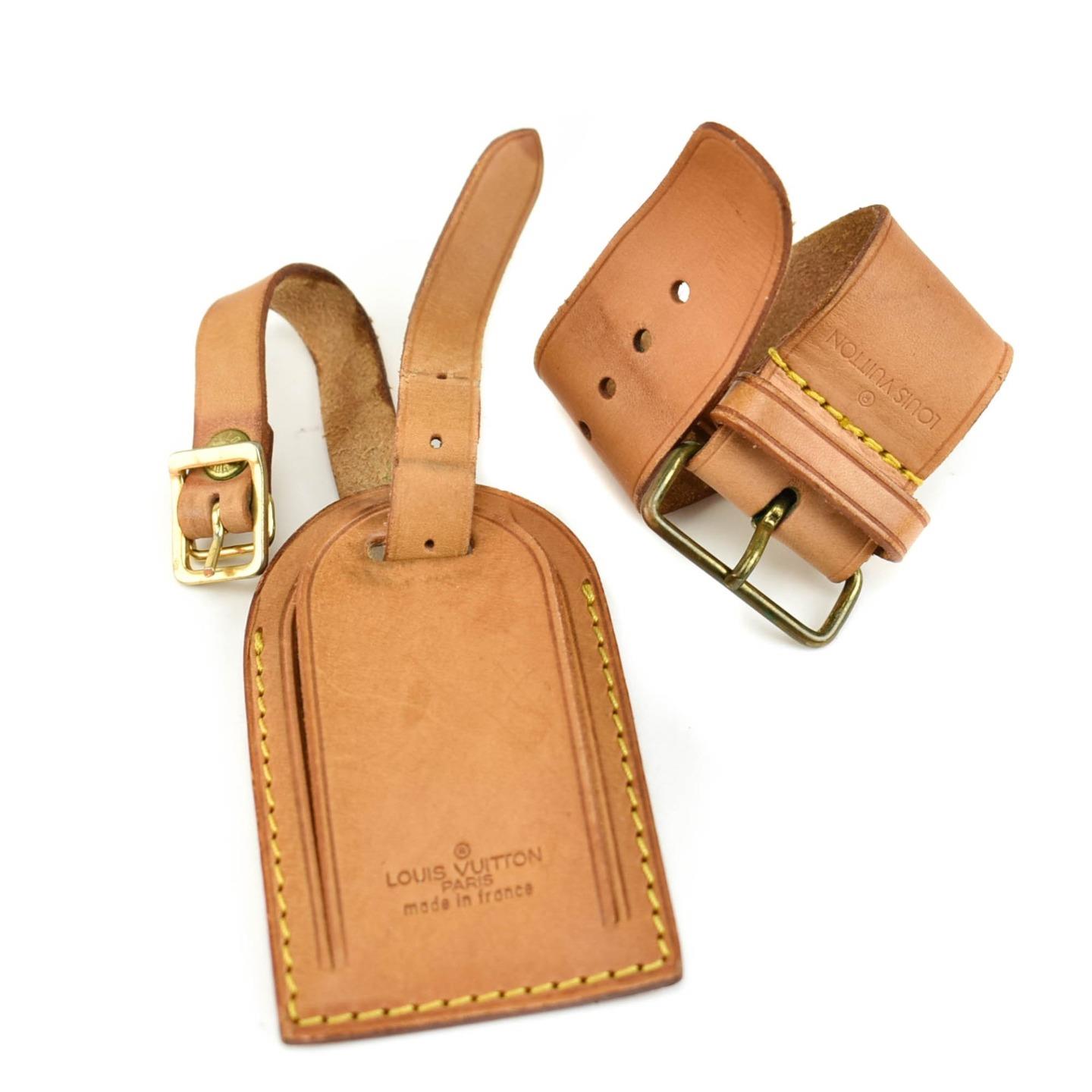 LOUIS VUITTON: Tan, Vachetta Leather Logo Luggage Tag & Keepall Set (pq) | eBay