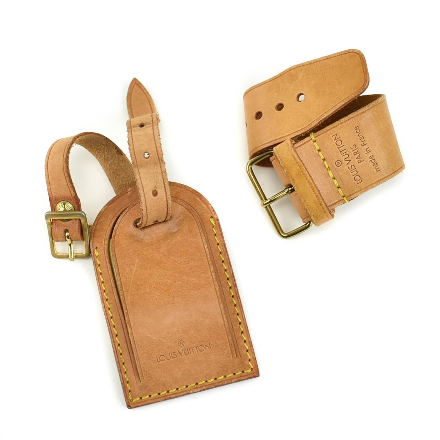 LOUIS VUITTON: Tan, Vachetta Leather Logo Luggage Tag & Keepall Set (pr) | eBay