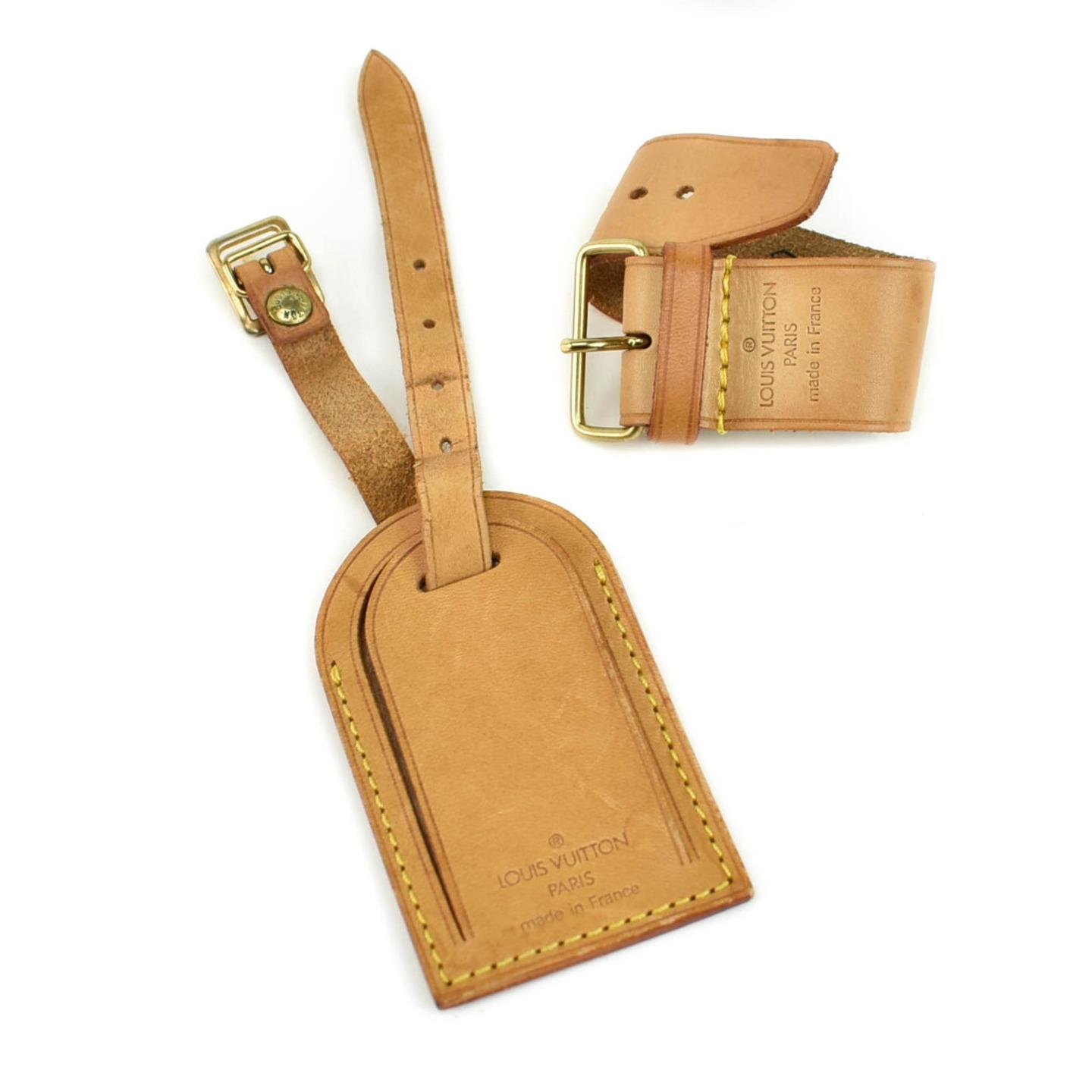 LOUIS VUITTON: Tan, Vachetta Leather Logo Luggage Tag & Keepall Set (ps) | eBay