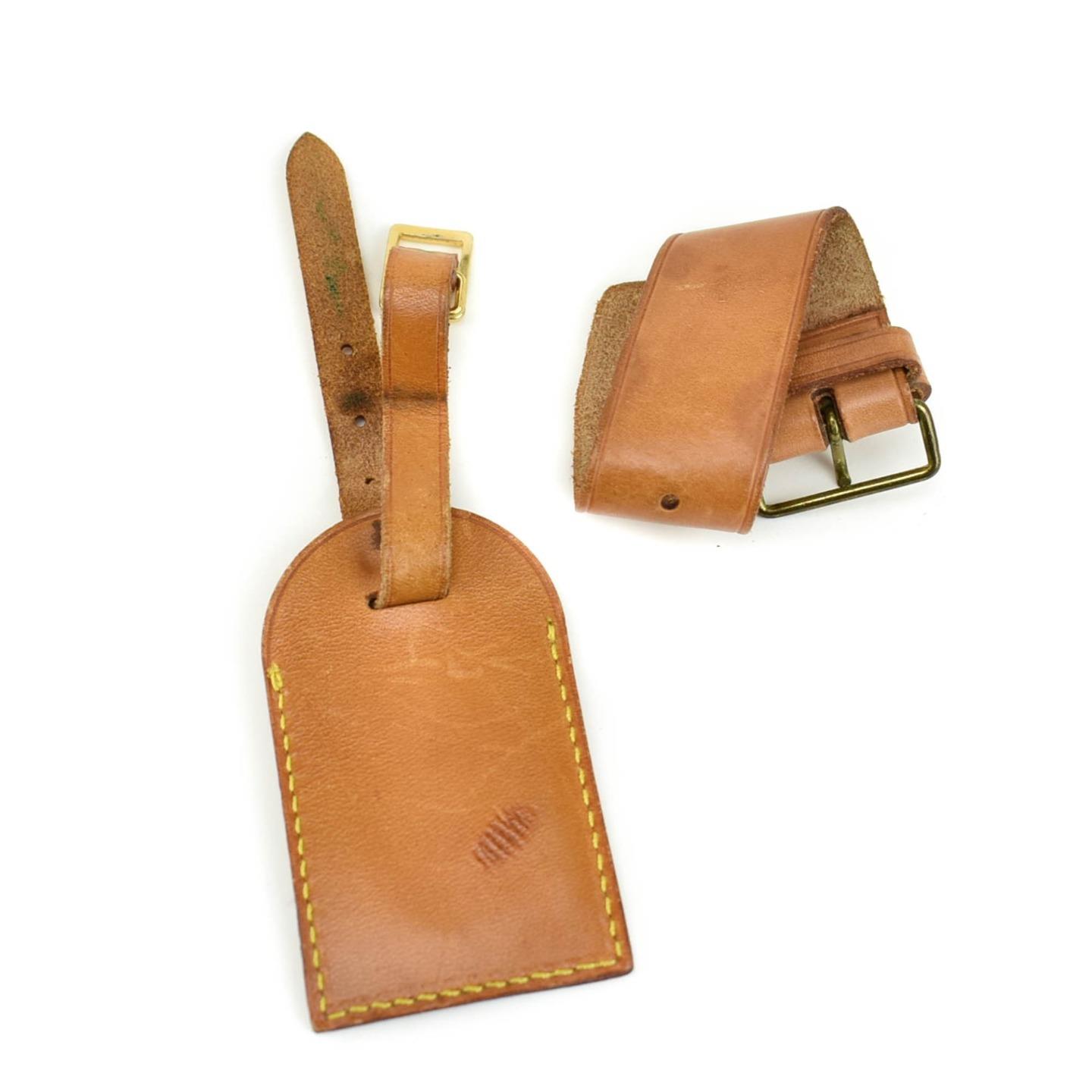 LOUIS VUITTON: Tan, Vachetta Leather Logo Luggage Tag & Keepall Set (pv) | eBay