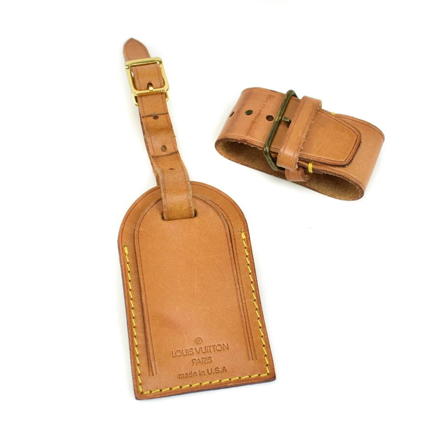 LOUIS VUITTON: Tan, Vachetta Leather Logo Luggage Tag & Keepall Set (pv) | eBay