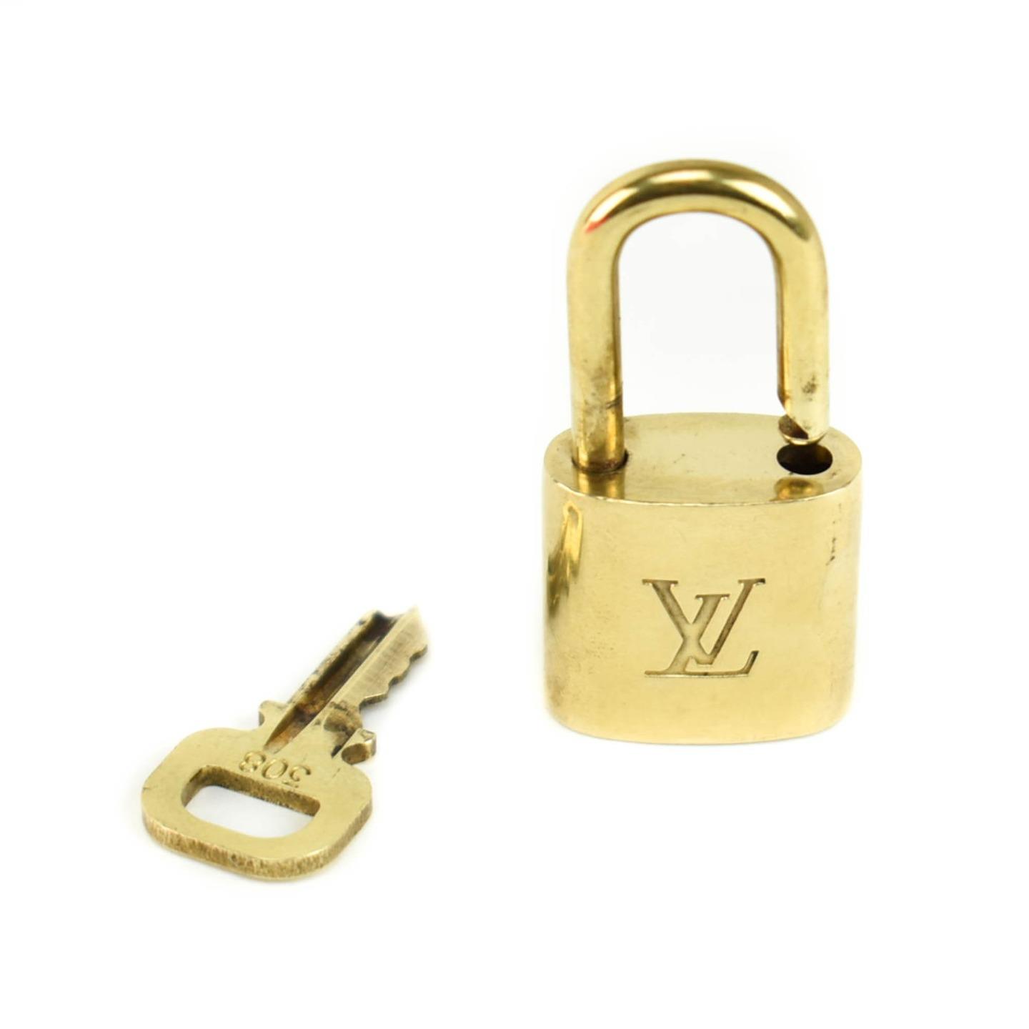 LOUIS VUITTON: Gold/Brass, Metal &quot;LV&quot; Logo Padlock & Key Set #308 (nz) | eBay