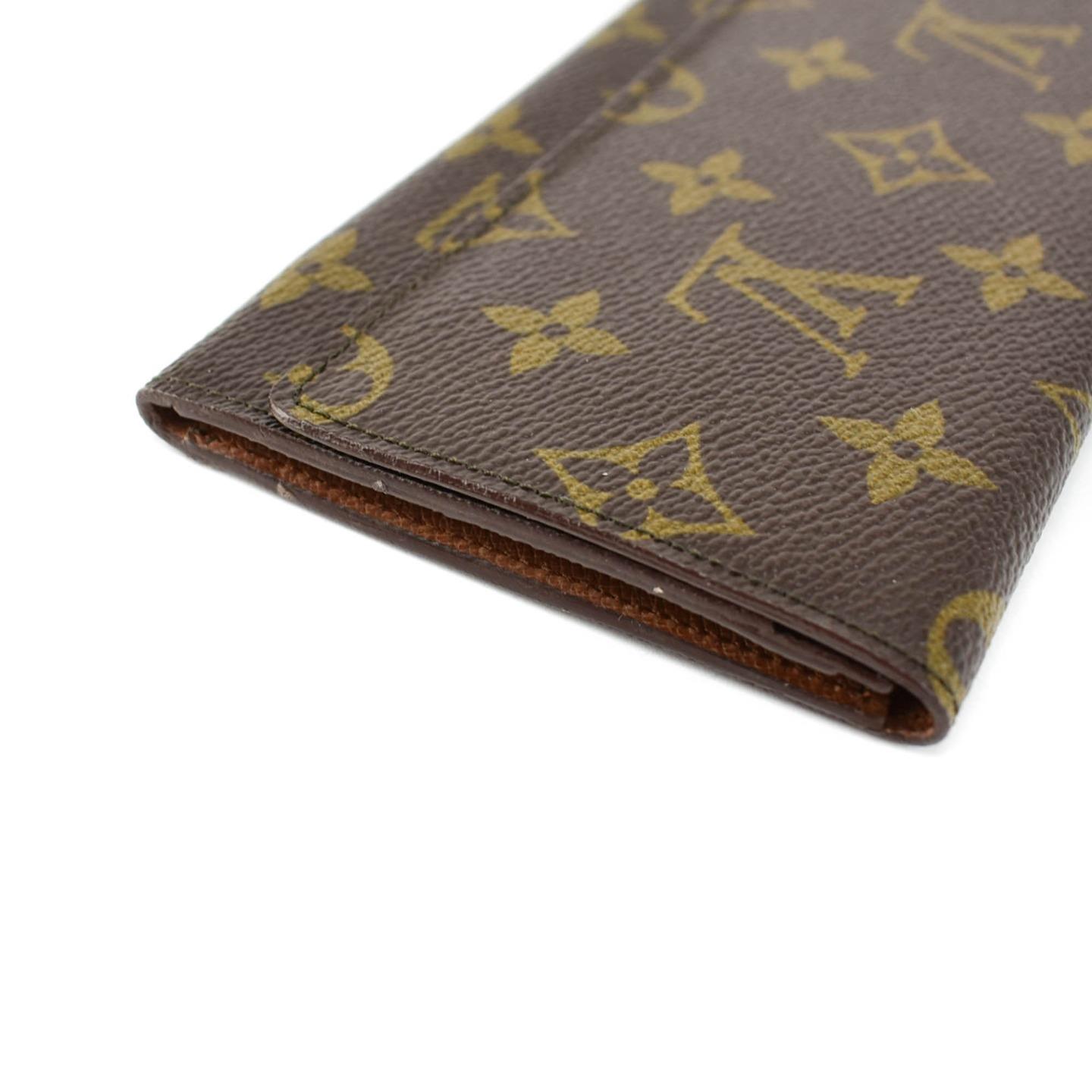 LOUIS VUITTON: Brown &quot;LV&quot; Logo & Leather Checkbook Cover/Wallet (vt) | eBay