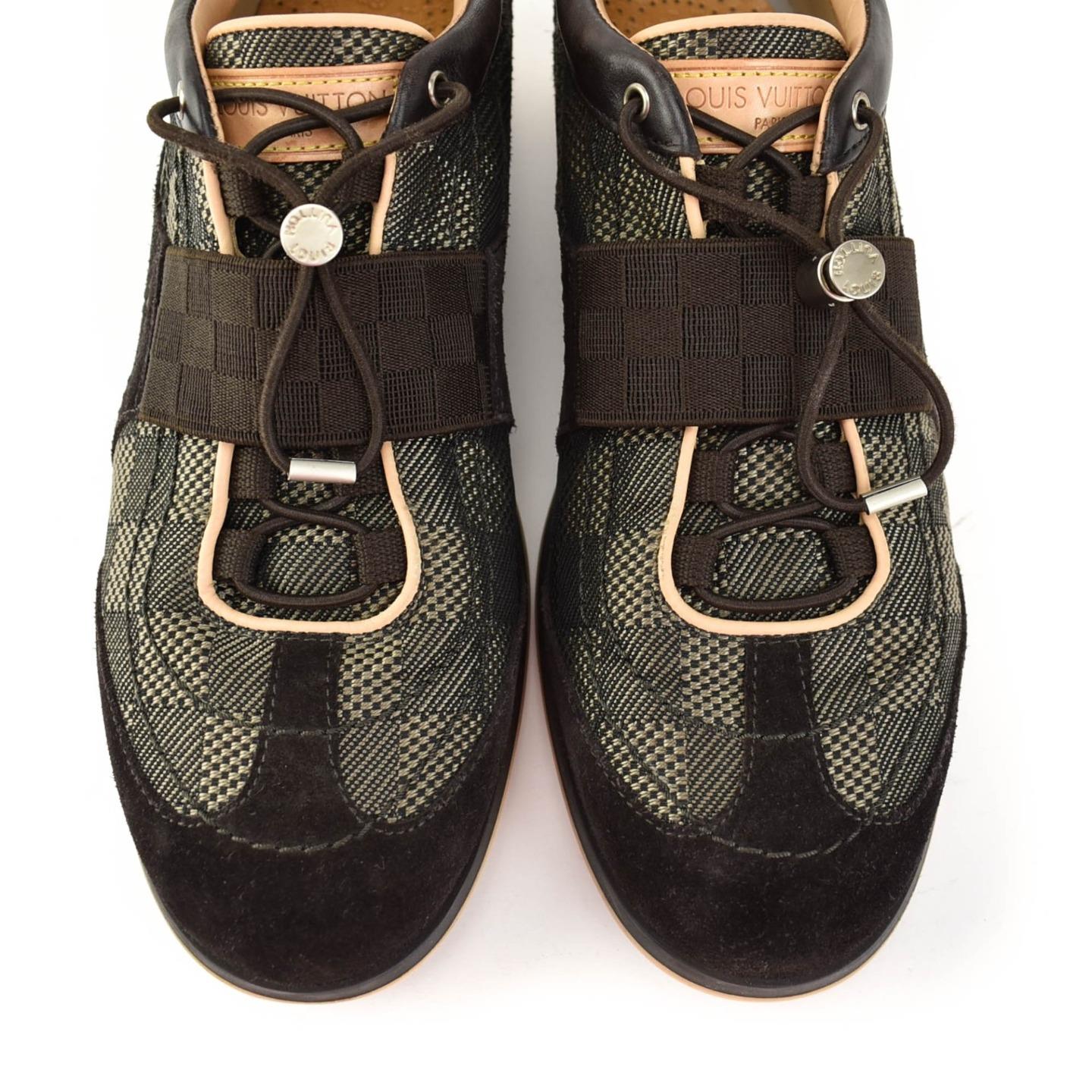LOUIS VUITTON: Brown, Leather & &quot;Damier&quot; Logo, Sneakers/Athletic Shoes Sz: 8M | eBay