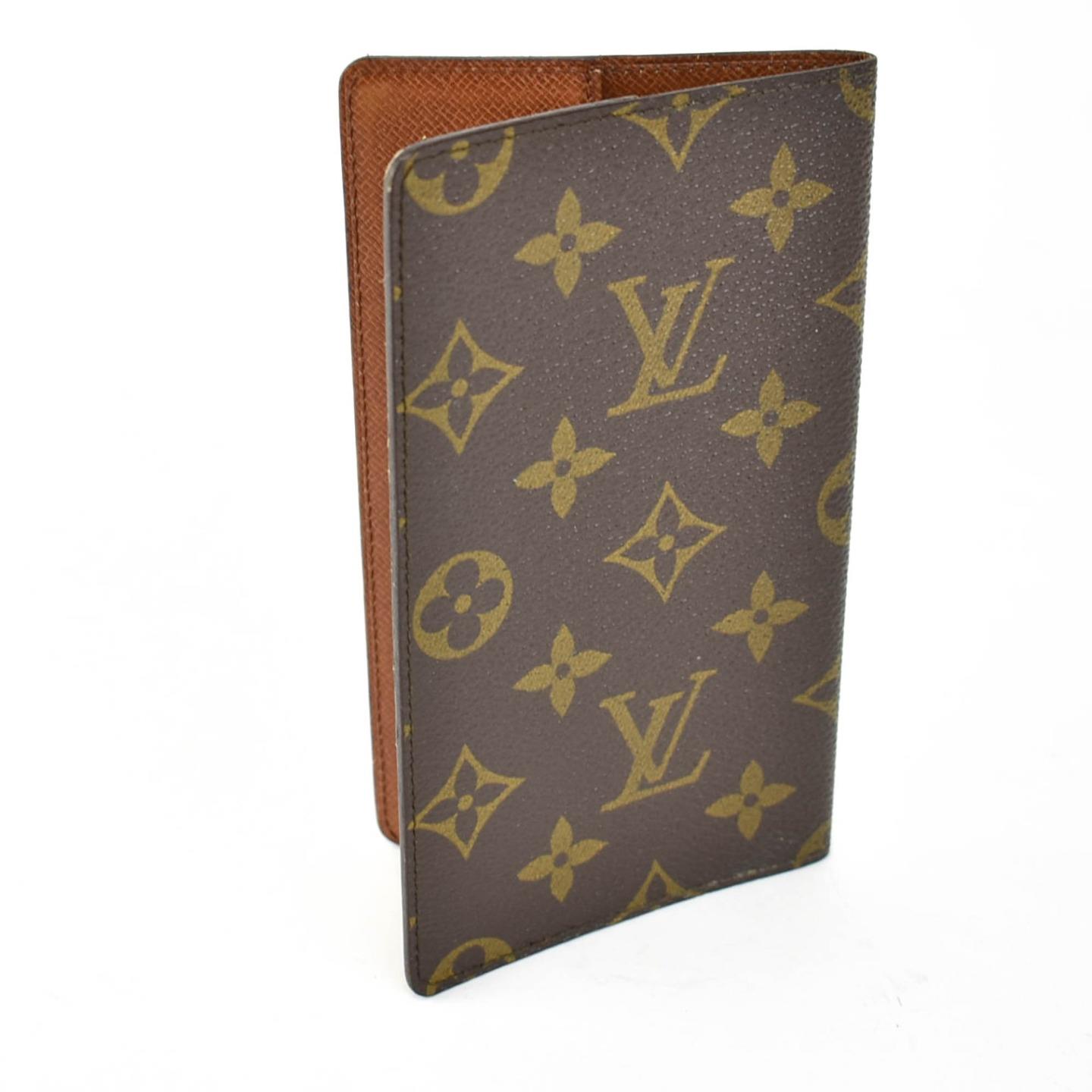 LOUIS VUITTON: Brown &quot;LV&quot; Logo & Leather Checkbook Cover (vw) | eBay