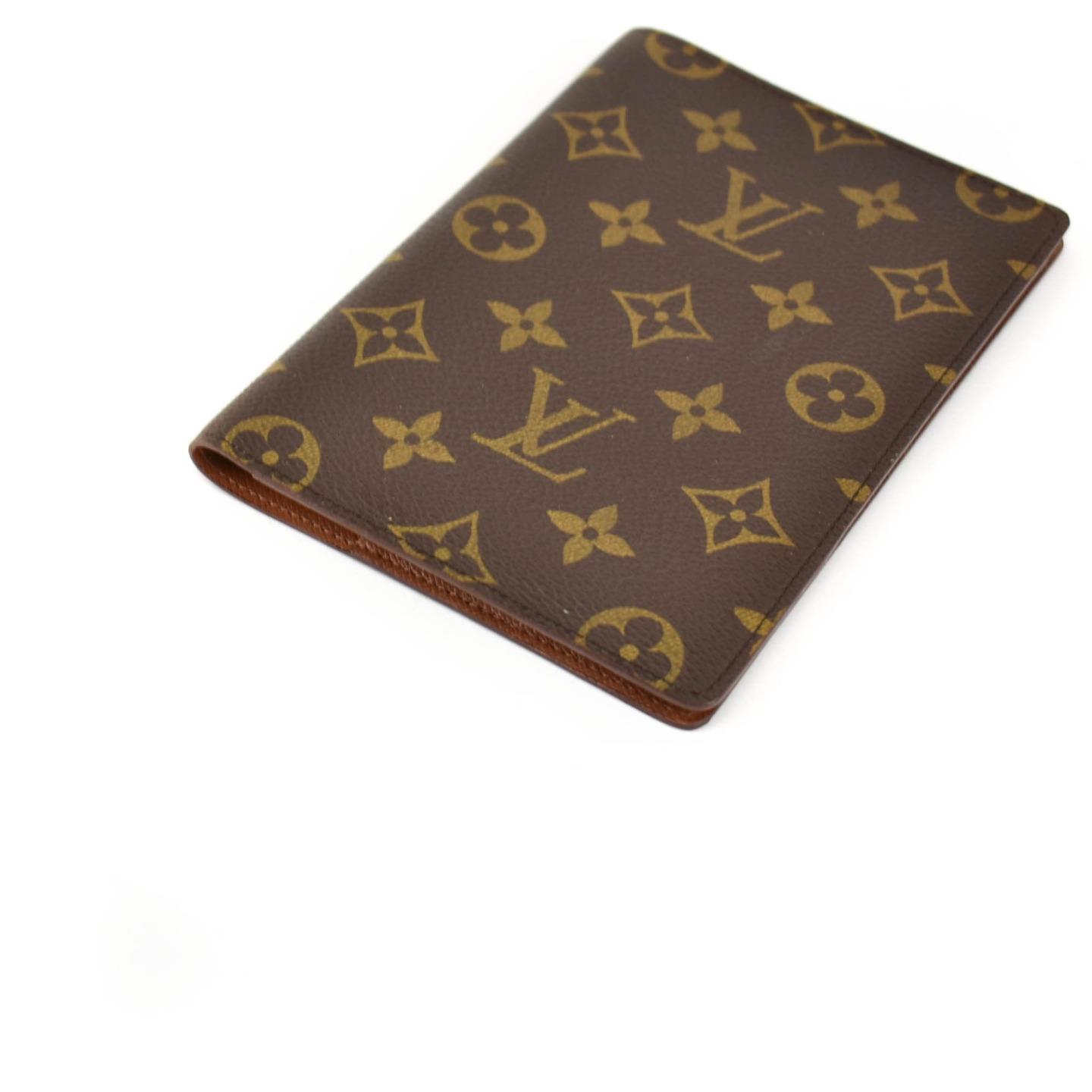 LOUIS VUITTON: Brown, Monogram &quot;LV&quot; & Leather Passport Wallet (vx) | eBay