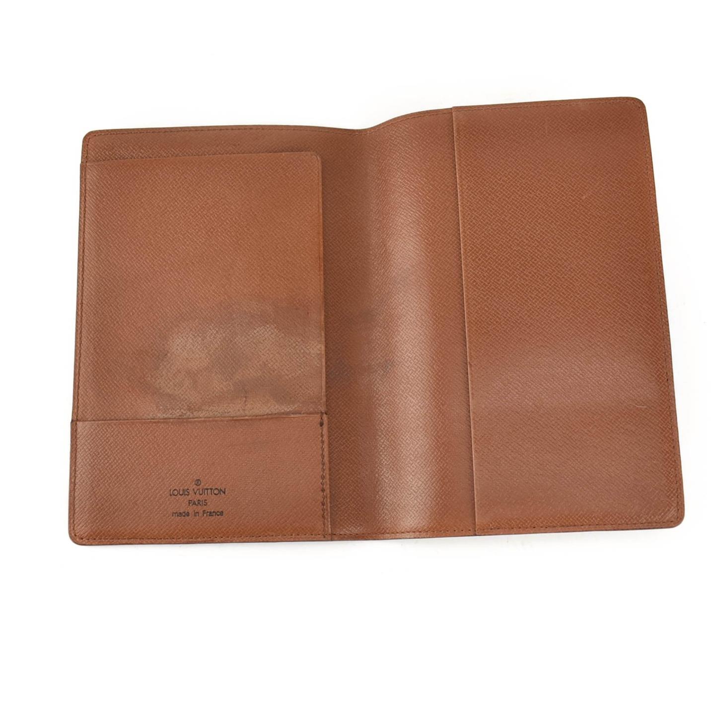 LOUIS VUITTON: Brown, Monogram &quot;LV&quot; & Leather Passport Wallet (vx) | eBay