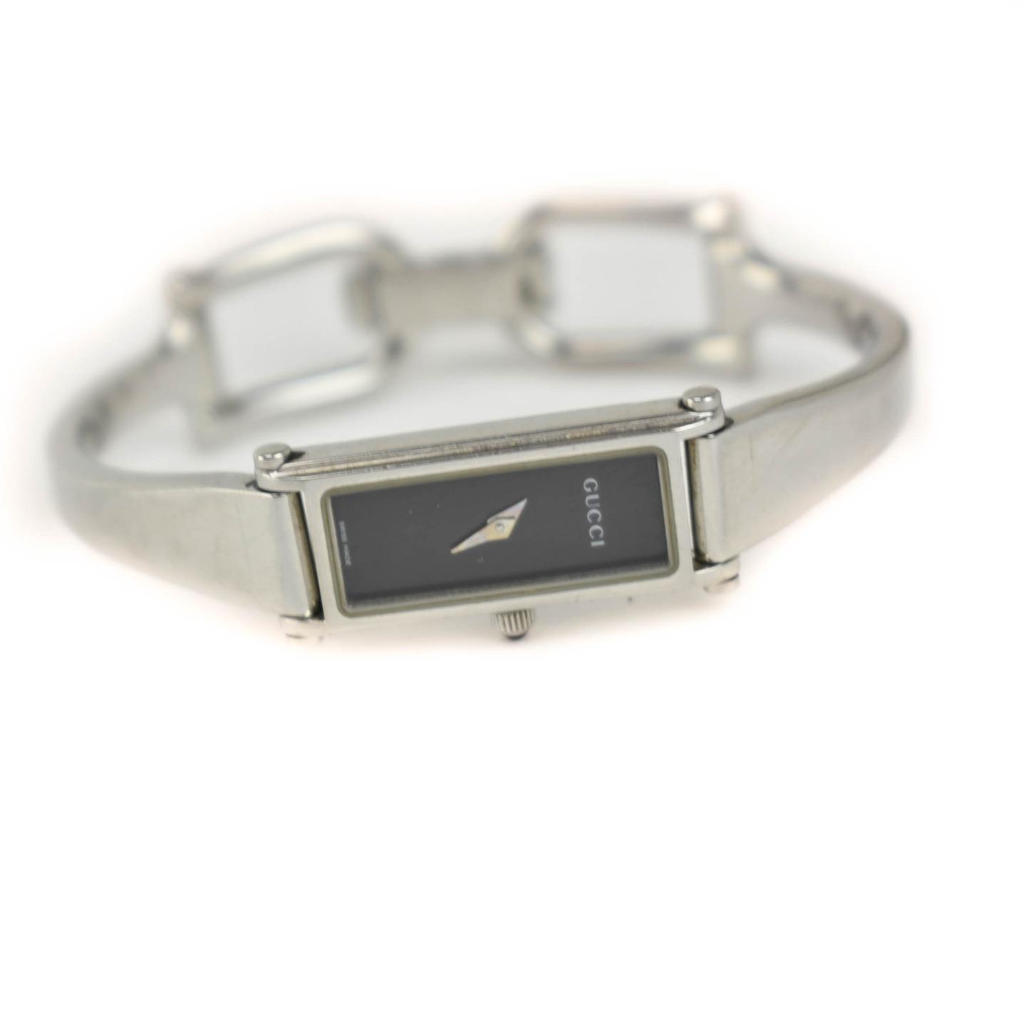 GUCCI 1500L: Silver & Black Logo &quot;Horsebit&quot; Women&#39;s Quartz Watch (nw) | eBay
