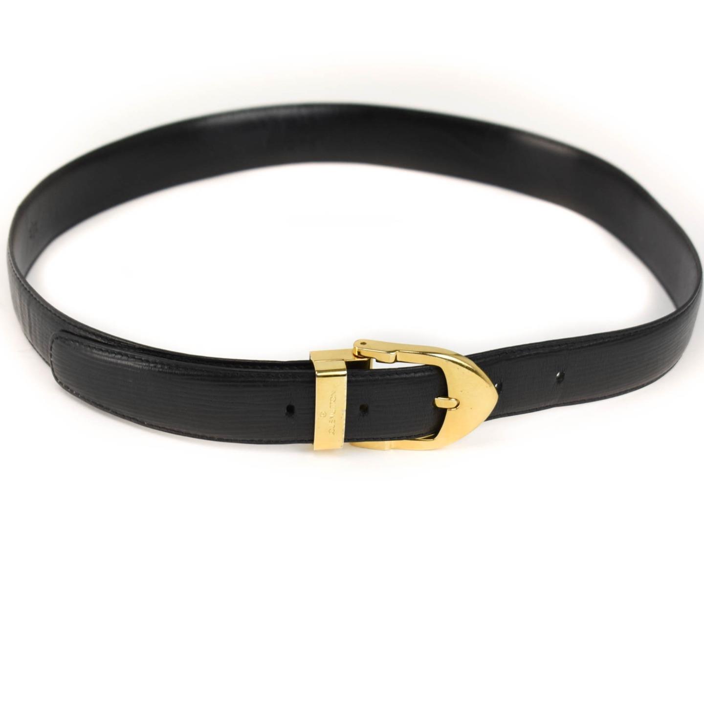 LOUIS VUITTON: Black &quot;Epi&quot; Leather & Gold Logo Buckle Belt -fits 30&quot; to 34&quot; (my) | eBay