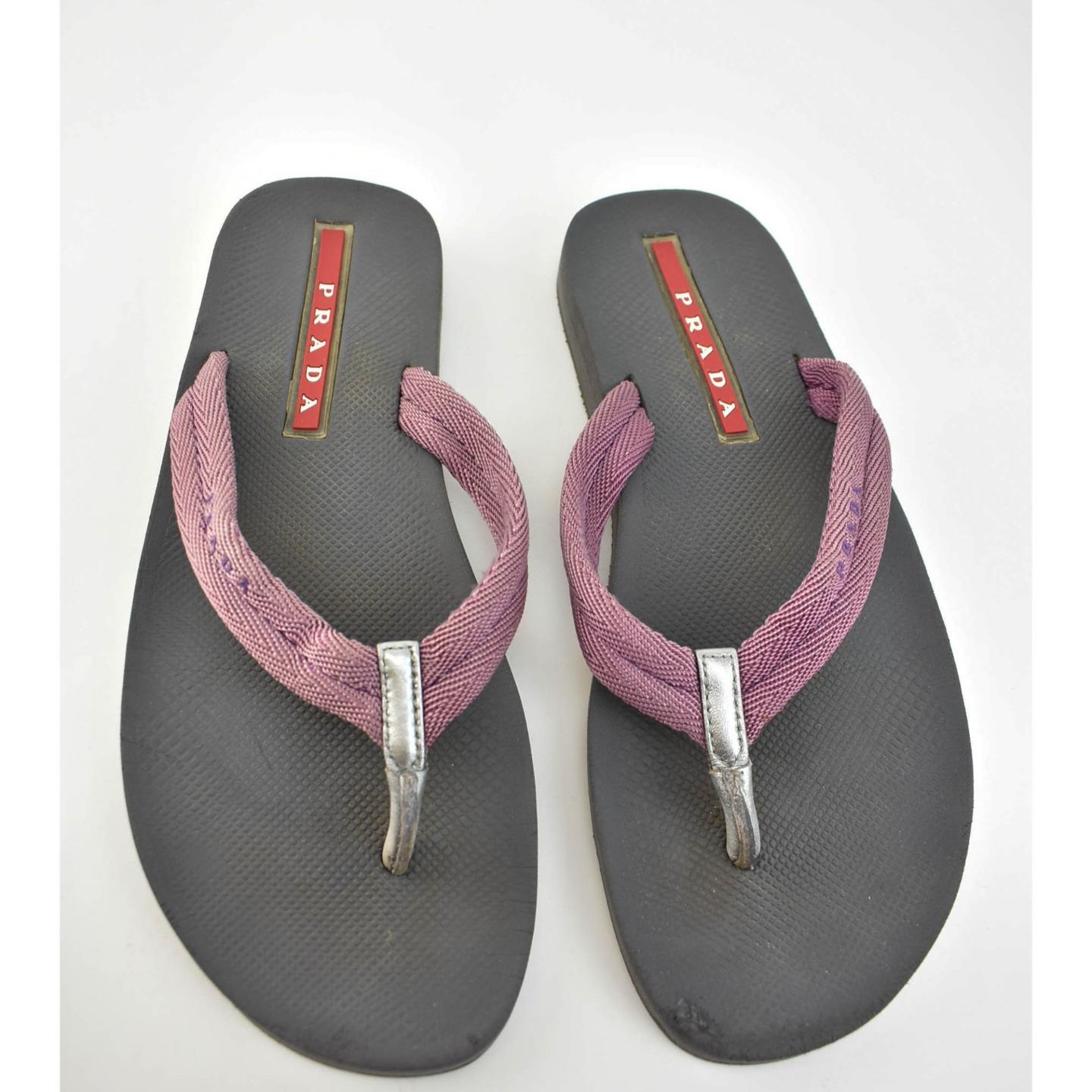 PRADA: Pink, Woven Logo Sandals/Flip Flops Sz: 7.5M | eBay