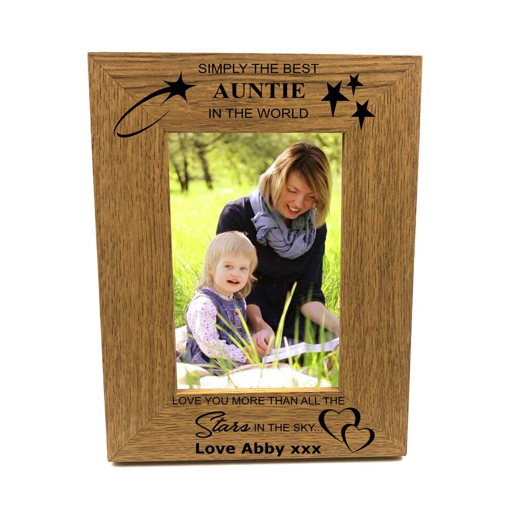 Personalised Best Auntie Portrait Wooden Photo Frame Gift FW273