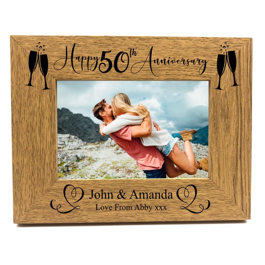 Personalised 50th Wedding Anniversary Wooden Photo Frame
