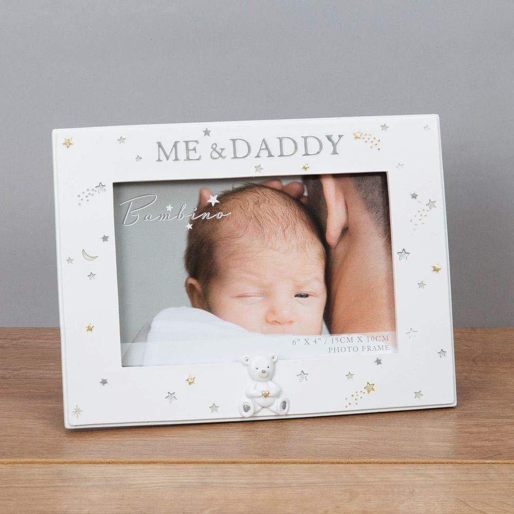 Personalised Baby Boy Silver Plated Teddy Photo Frame 4 x 6" Gift Boxed CG505B-P