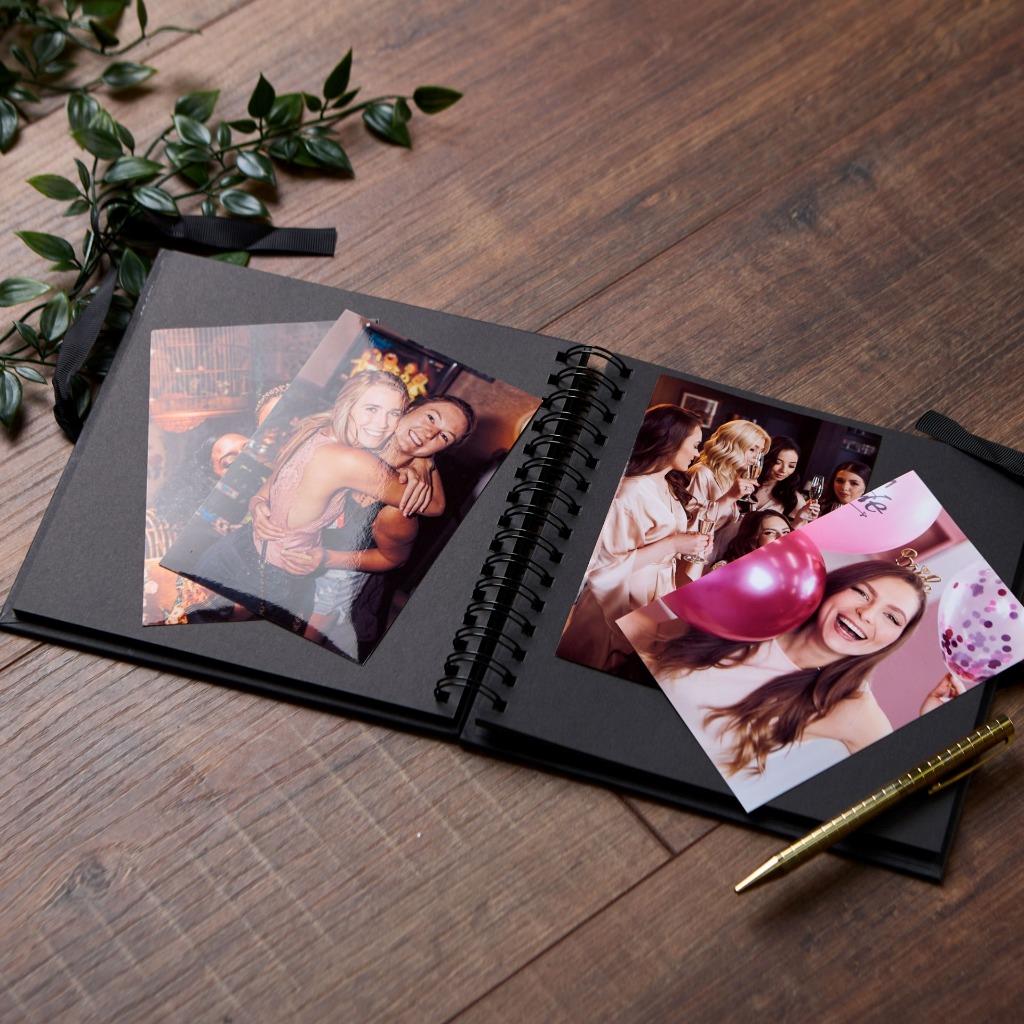 Album Fotografico Quadrato In Carta Kraft 20x20 Cm – 40 Pagine, 6 Colori Con Nastro Coordinato, Per Scrapbooking, Diario, Libro Ospiti