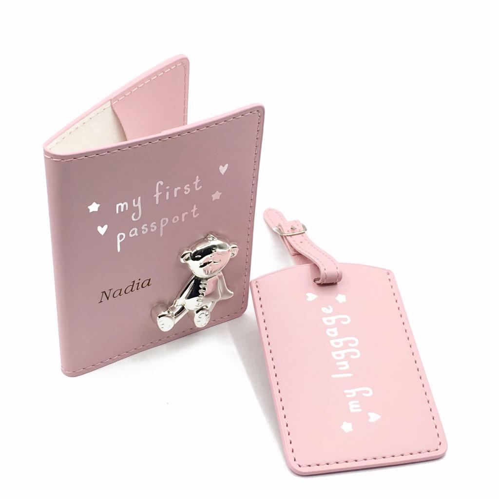 personalised luggage tags and passport cover