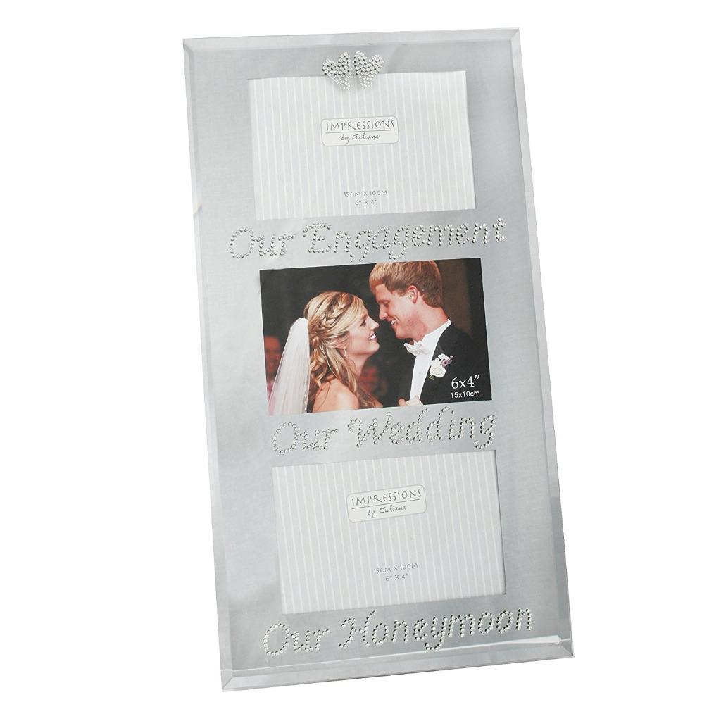 Details About Triple Photo Frame Engagement Wedding And Honeymoon Gift Fg381