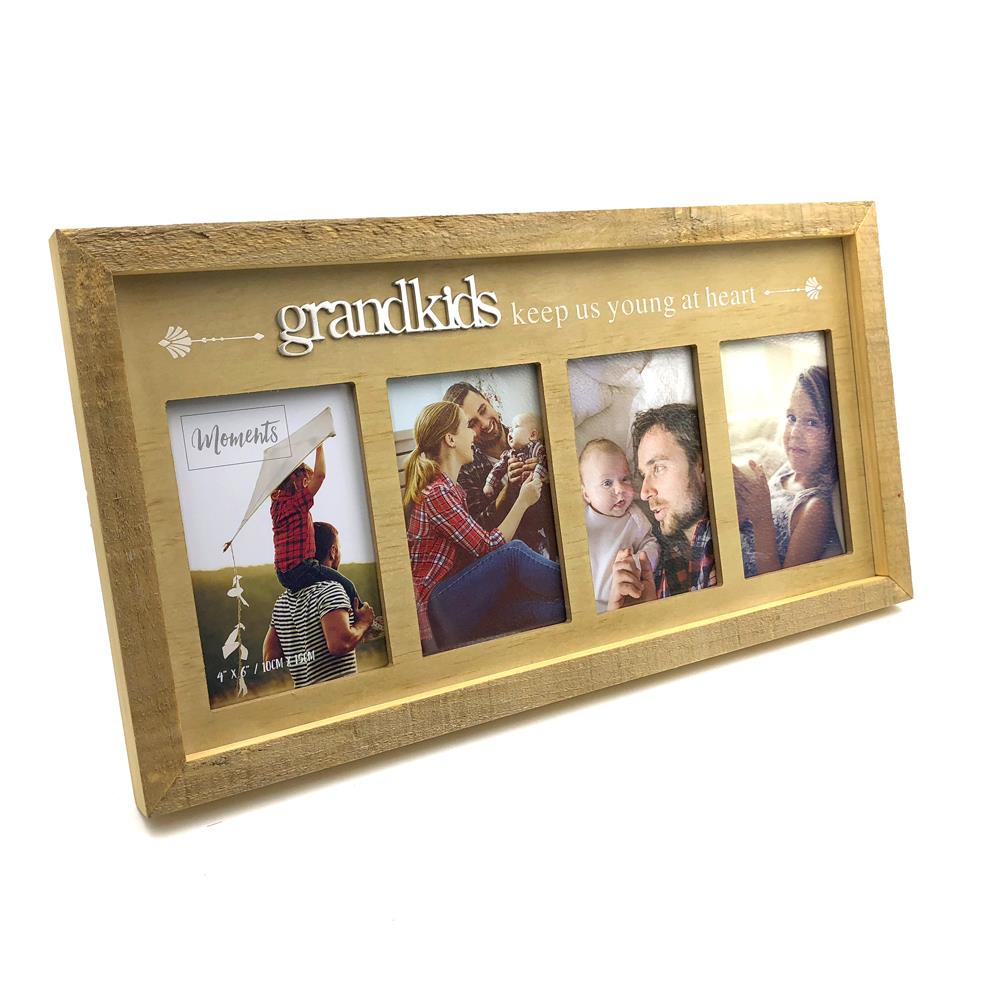 Brown Wooden Bark Grandkids Multi Photo Frame Fw954gk 5056225304558 Brown Wooden Bark Grandkids Multi Photo Frame Fw954gk