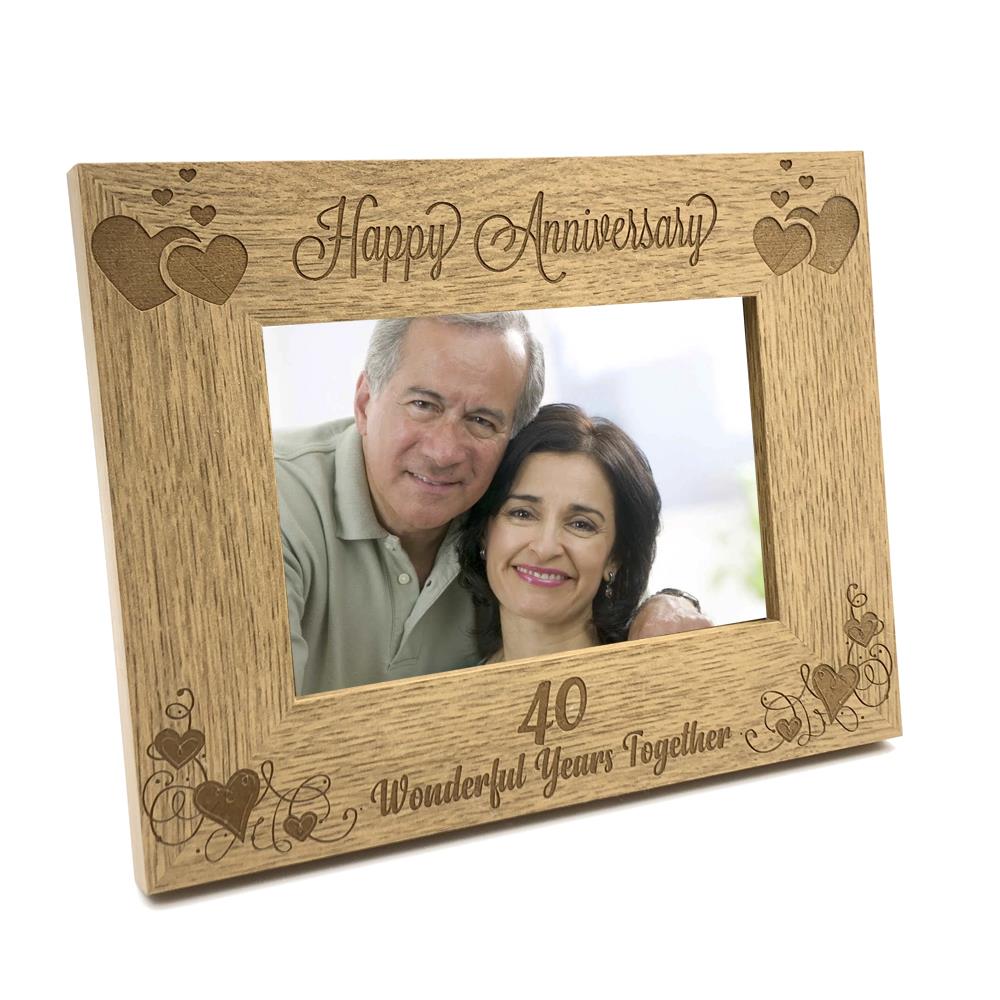 Happy 40th Anniversary Wooden Photo Frame Gift FW133 eBay