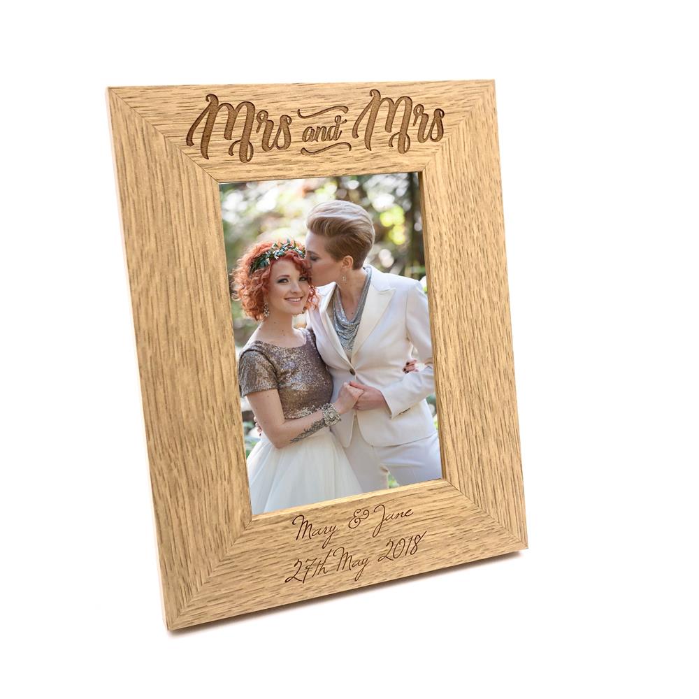 Personalised Engraved Mr and Mrs Wooden Photo Frame Wedding Gift FW139