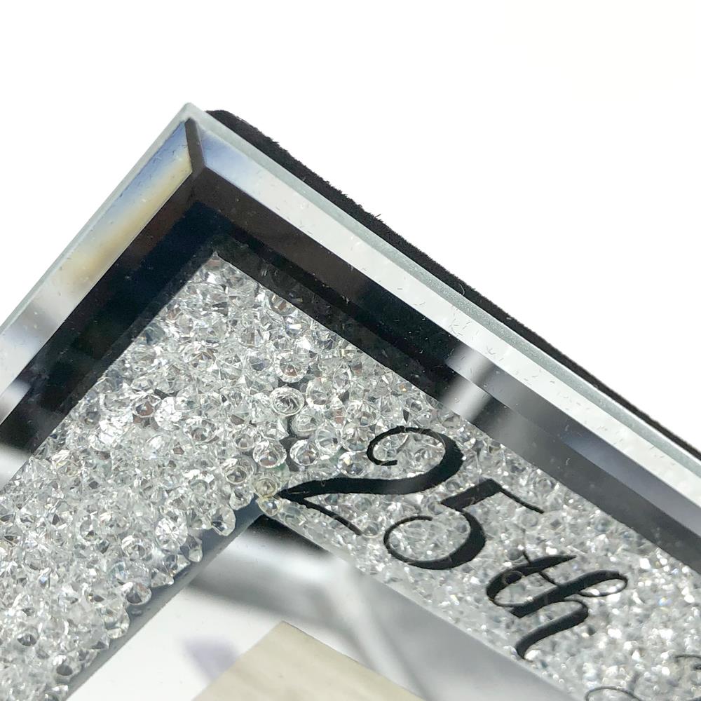 Personalised 25th Silver Wedding Anniversary Crystal Border Photo Frame