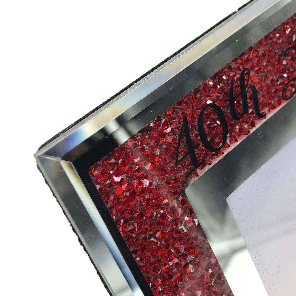 40th Ruby Wedding Anniversary Crystal Border 5 x 7 Photo Frame Gift