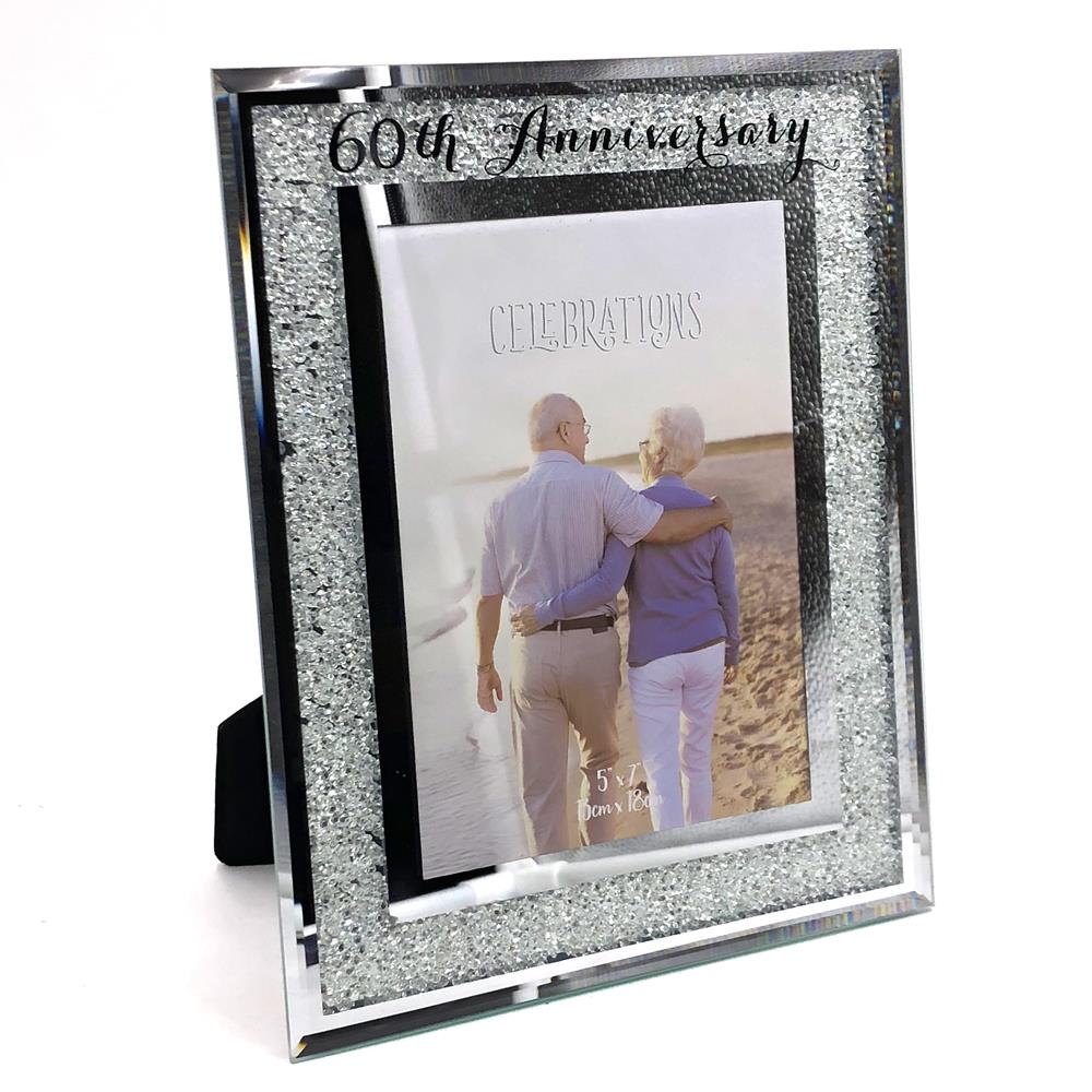 60th Diamond Wedding Anniversary Crystal Border 5 x 7 Photo Frame Gift WG91460 eBay