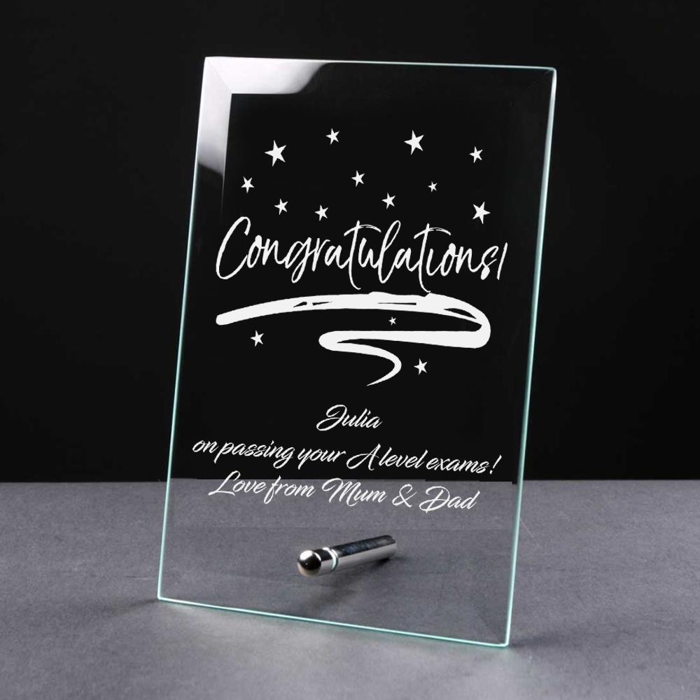 Personalised Congratulations Sentiment Gift Glass Plaque GP42