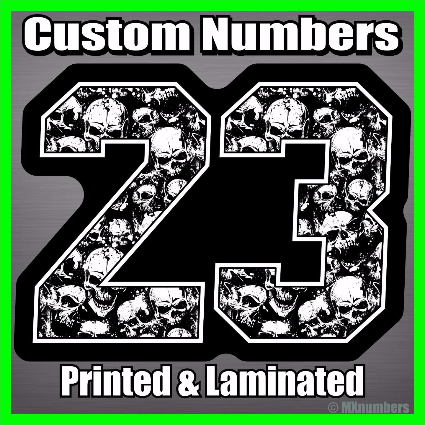 MX Number Plate Decals Skull Color *SET OF 3* Sticker MX ...