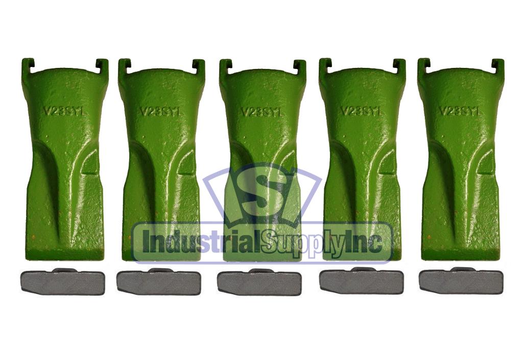 5PK V23SYL Esco Style Super-V Bucket Digging Teeth /& Flex Pin Kit Assembly