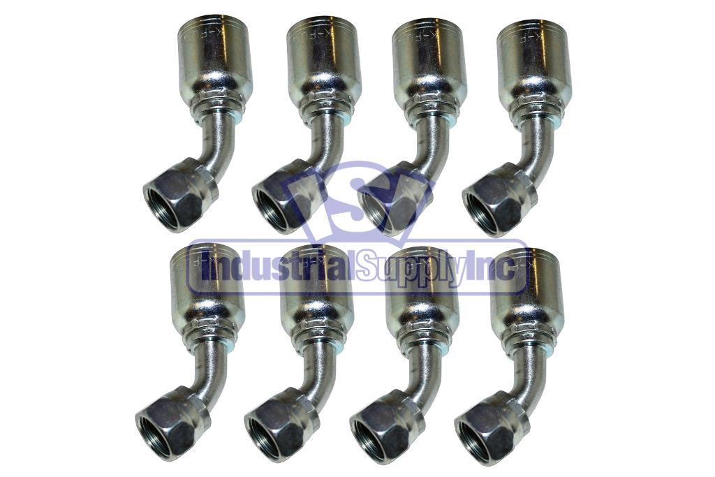 Hydraulic Crimp Fitting 1/2" Female JIC 45° x 1/2" Hose Barb C2428