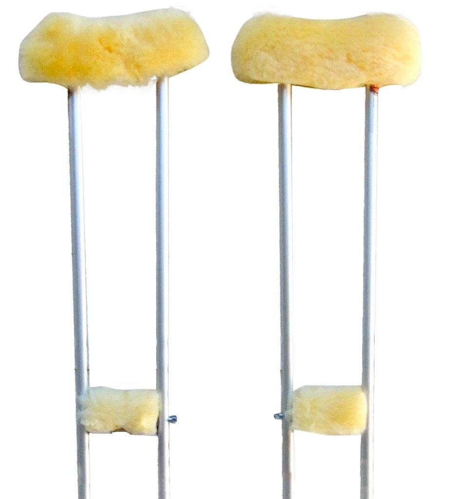Wool Crutch Covers Medical Sheepskin Underarm & Hand Grip Pad 4pc Cushion Set - Bild 4 von 6