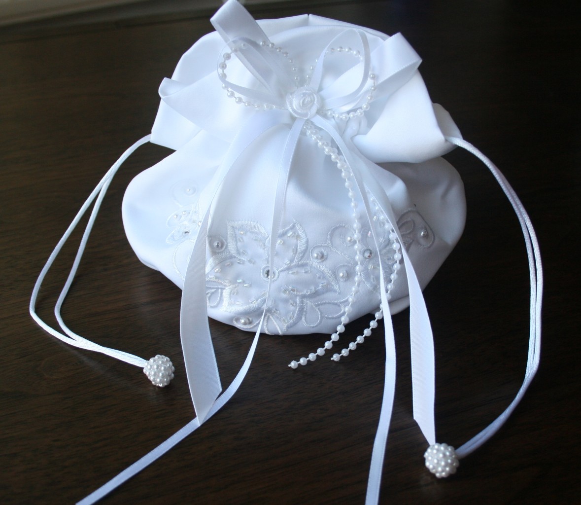 Bridesmaids bag in ivory or white flower girl wedding handbag Satin bag 
